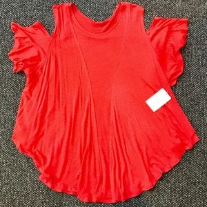NWT free People Cold Shoulder Red Top